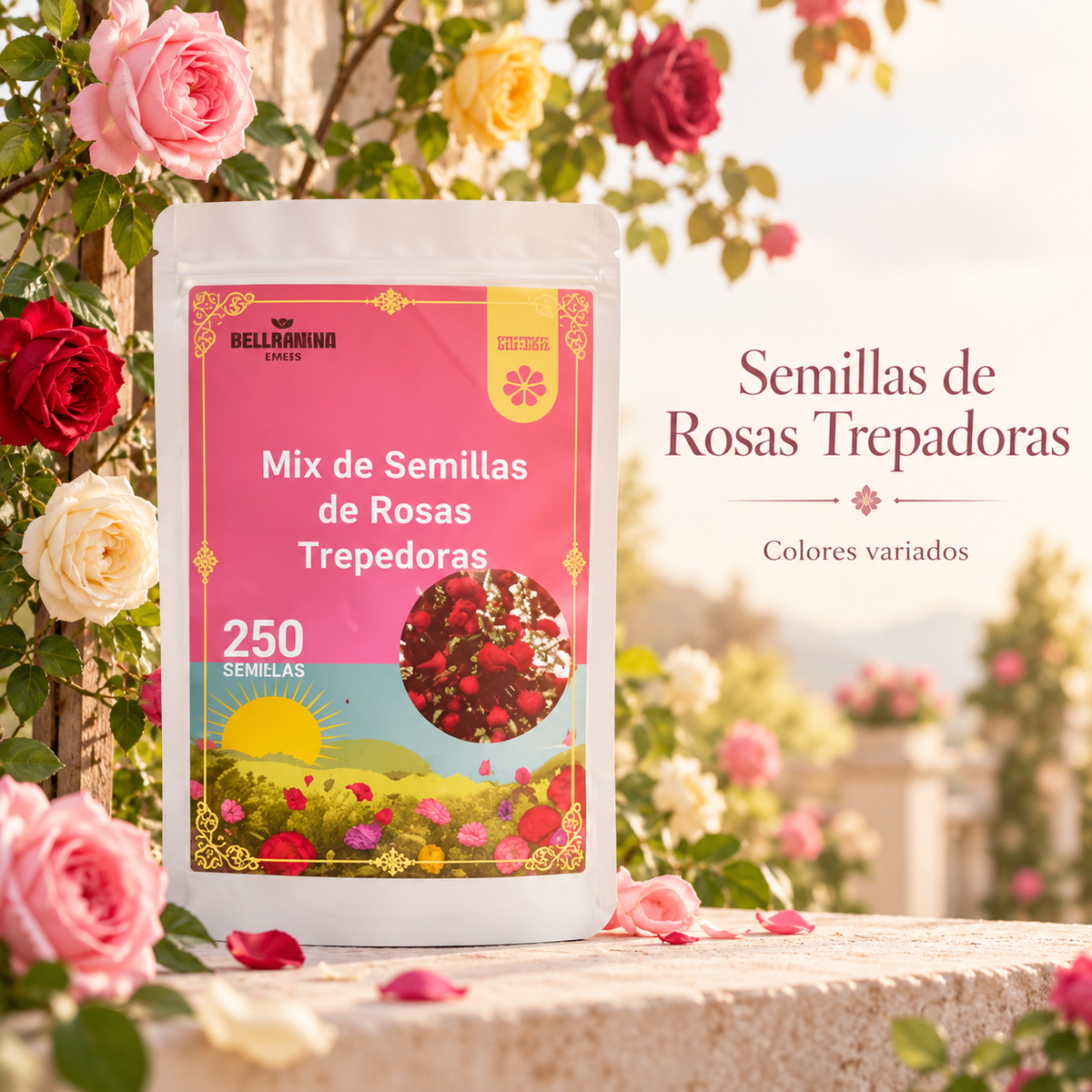 RoseClimb™ Mix Semillas de Rosas Trepadoras - Llena tu jardín de vida, color y elegancia.