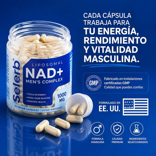 Selerb® Liposomal NAD+ 1000mg Men's Complex - Tu energía, tu potencia, tu mejor versión optimiza la circulación, la salud prostática
