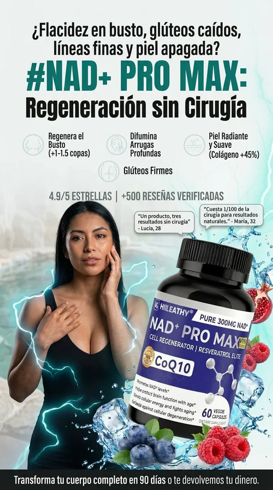 Flacidez en bustos gluteos caidos lineas finas y piel apagada NAD+ PRO MAX Regeneración sin cirugÍa